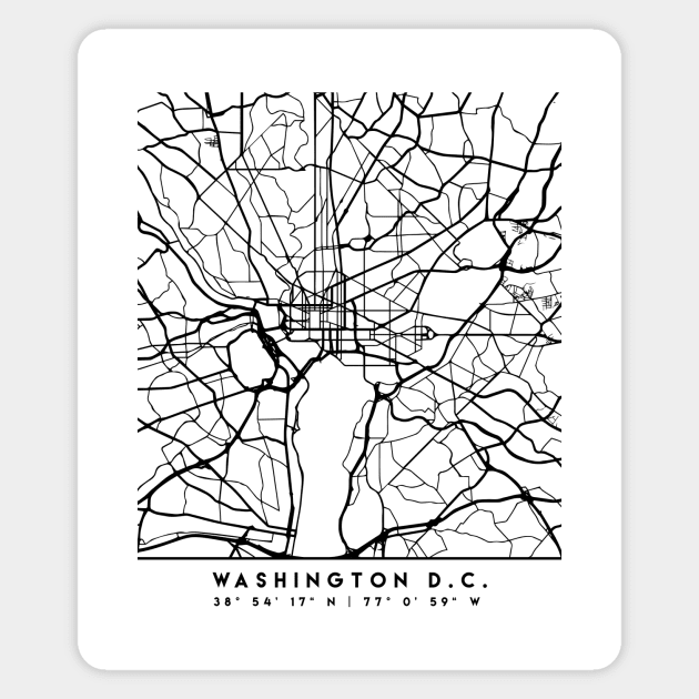 WASHINGTON DC BLACK CITY STREET MAP ART Magnet by deificusArt